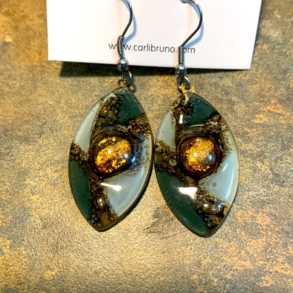 New OOAK Fused Glass Statement Earrings